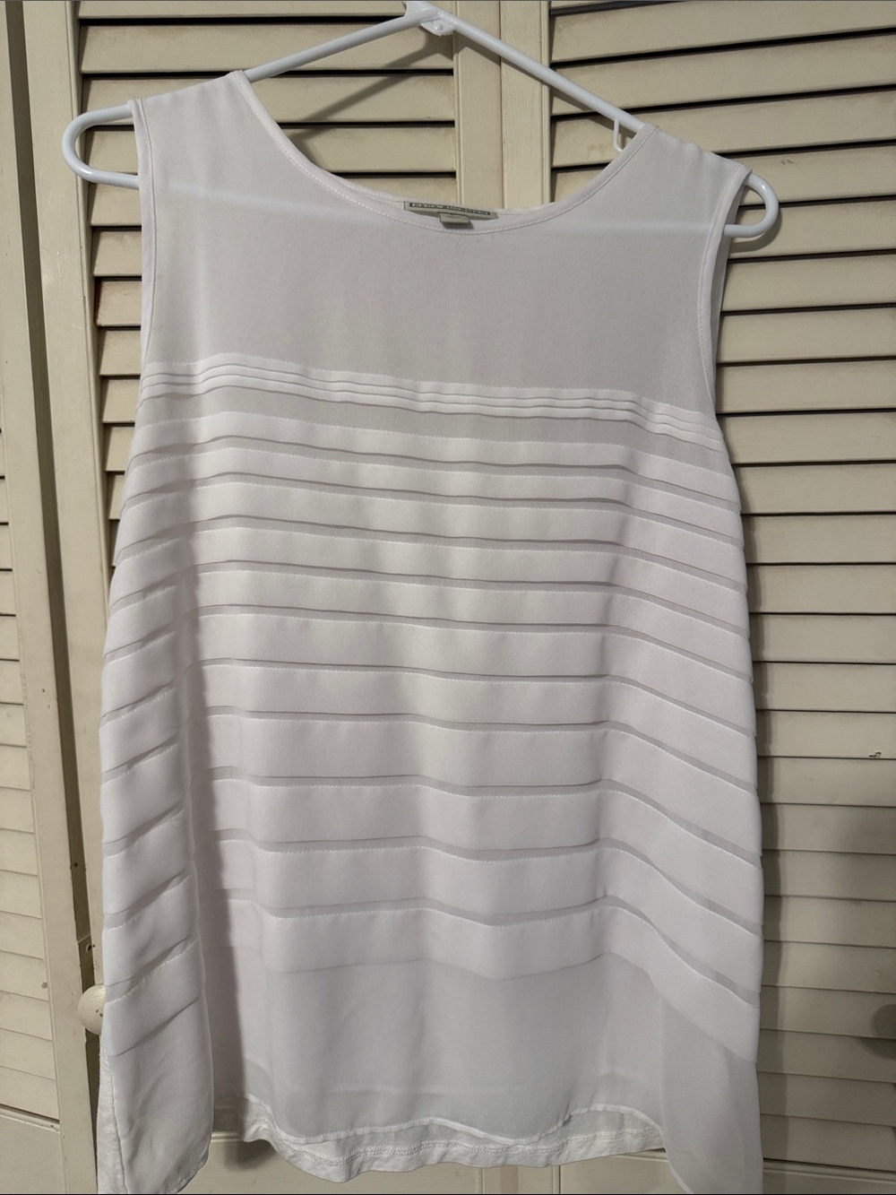 Dana Buchman White Sleeveless Layered Stripe Blouse Dress